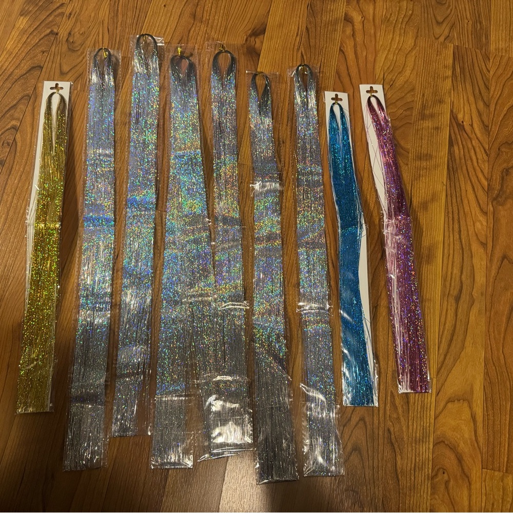 9 packs Colorful Tinsel Hair Extensions